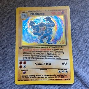 1st edition holographic Machamp Pokémon cards
